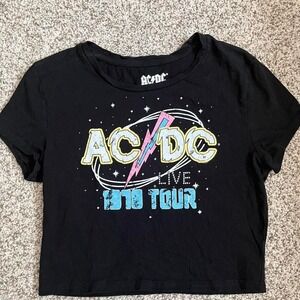 Women's AC/DC Black Crop Top, Size Medium